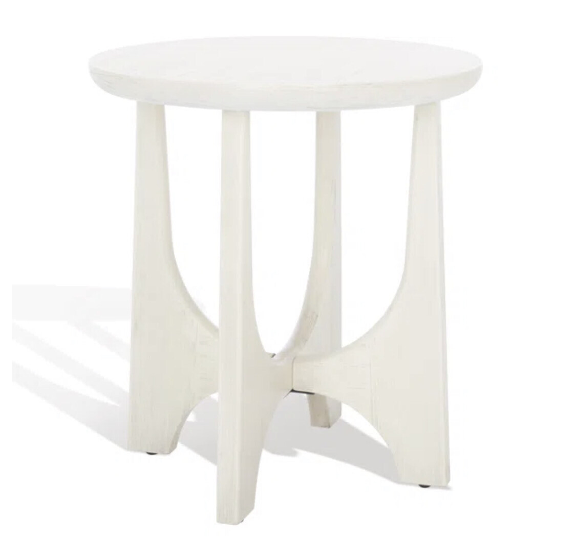 22&#39;&#39; Tall Midcentury End Table in Washed White