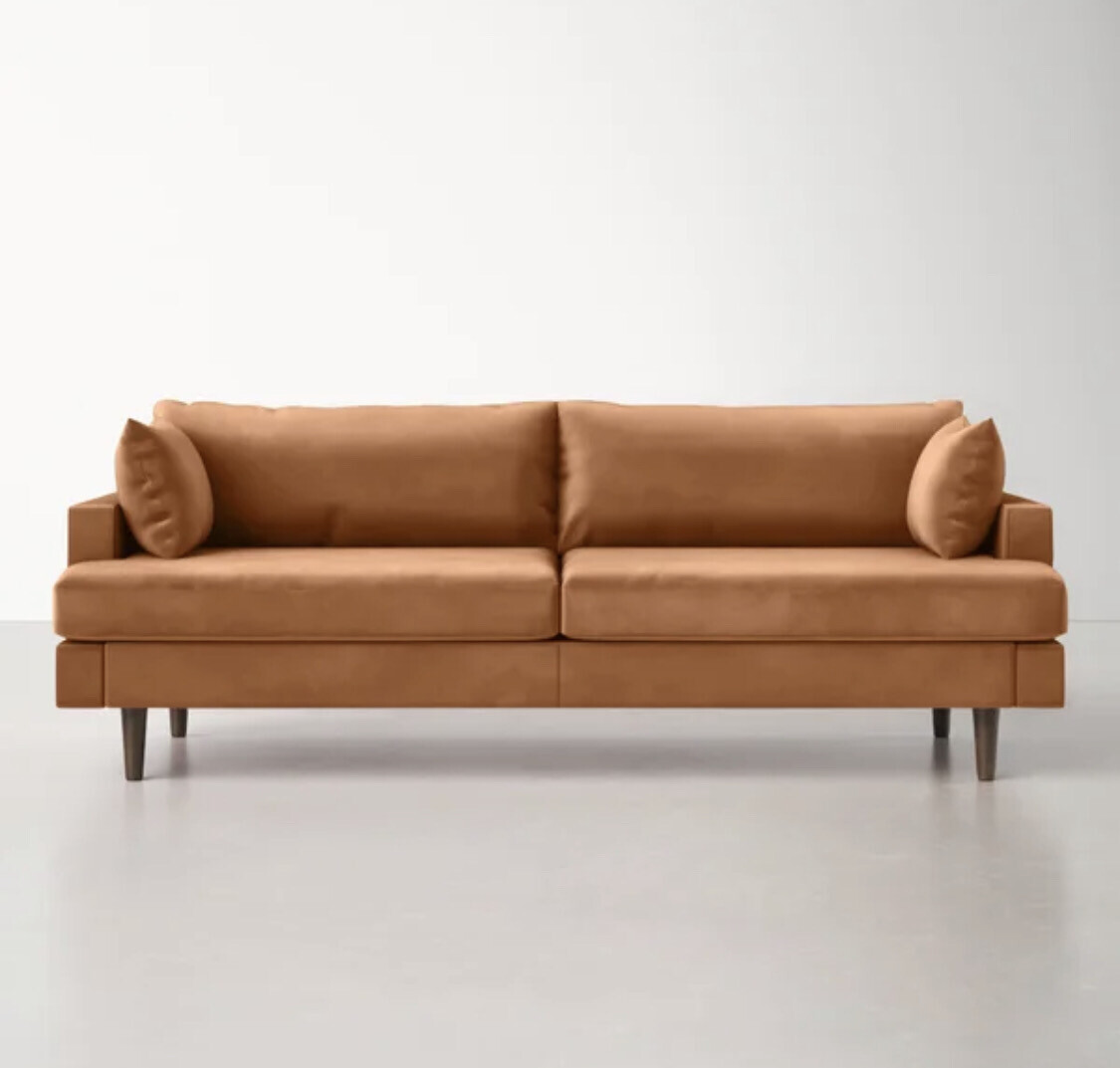 83&quot; Velvet Square Arm Sofa in Rust Deluxe Velvet