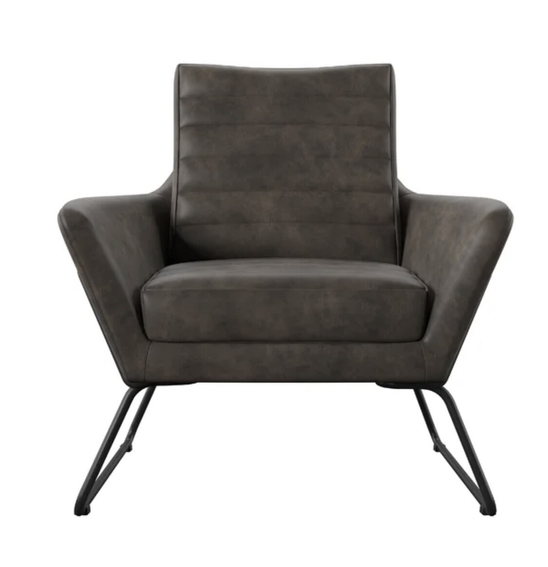 32” Wide Horizontal Channel Tufted Faux Leather Accent Chair