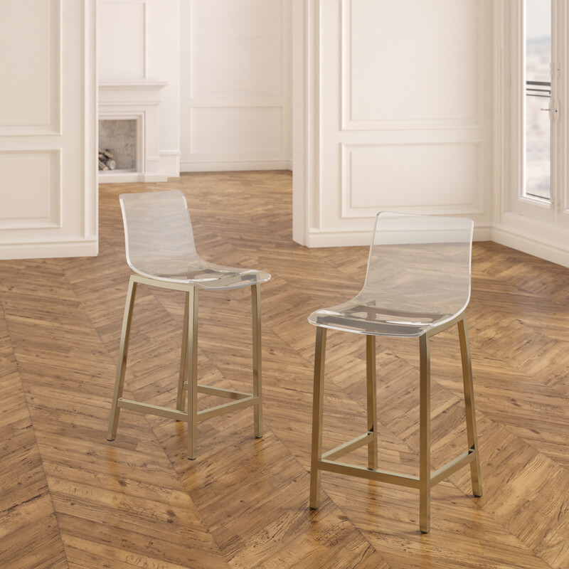 24&quot; Acrylic Barstool in Gold (Set of 2)