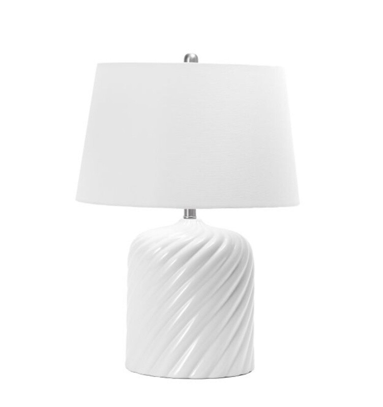 26-inch Spiral Ceramic Fluted Table Lamp in White (Set of 2)
