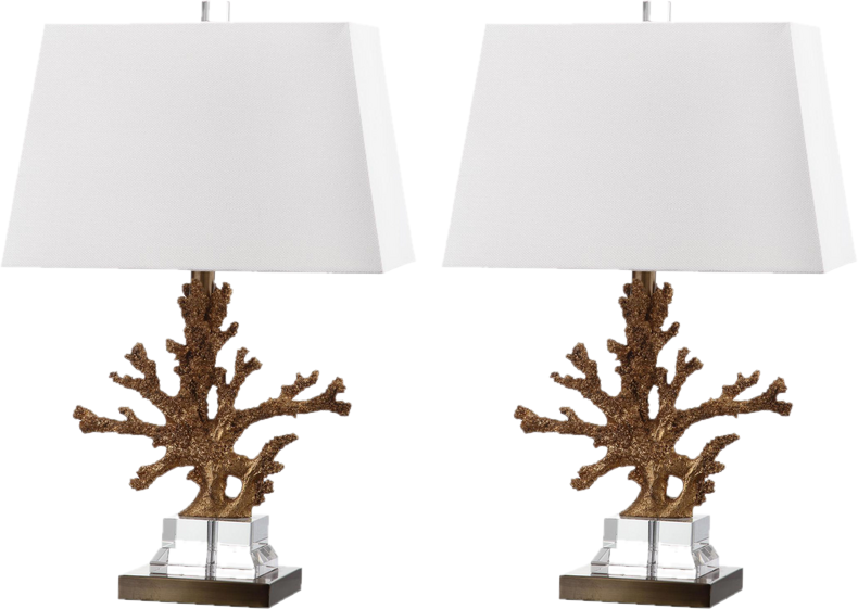 24-inch Golden Branching Coral Lamp (Set of 2)