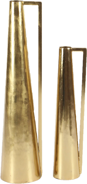 2-Piece Tapered Metal Table Vase Set in Gold