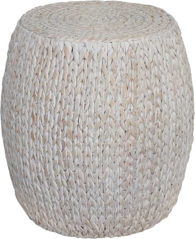 Whitewashed Drum End Table