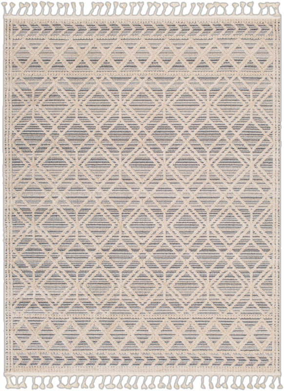 6&#39;7&quot;x9&#39; Moroccan  Area Rug in Beige/Gray/Cream