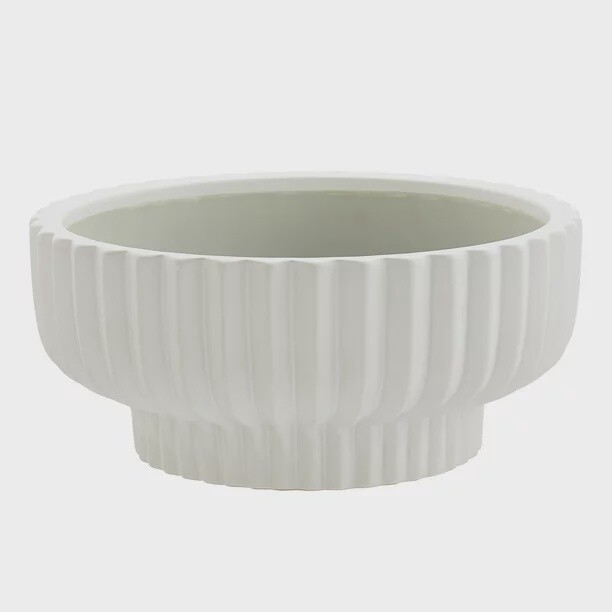 12&quot; Decorative Outdoor Round Planter in Matte White