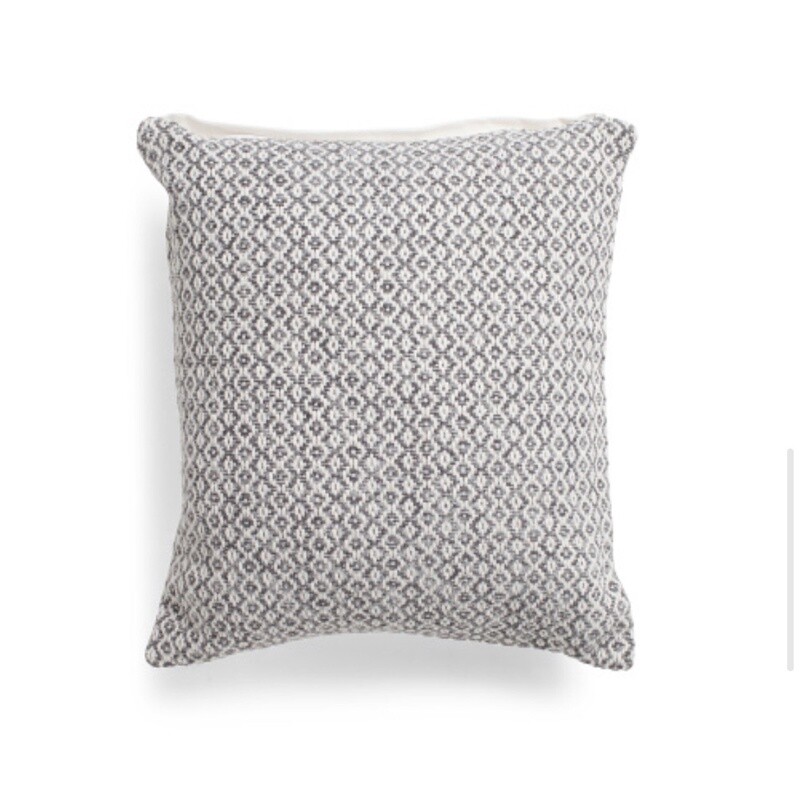 18x18 Gray and White Textured Feather Pillow