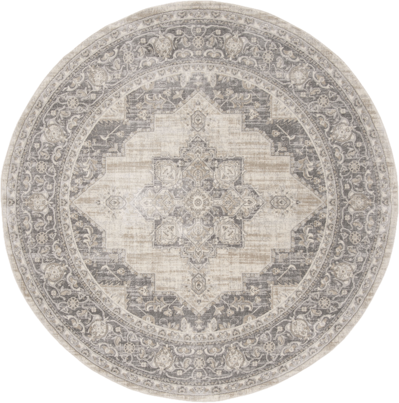 8&#39; Oriental Area Rug in Cream/Gray