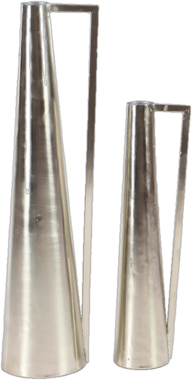 2-Piece Tapered Metal Table Vase Set in Silver