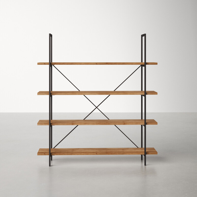 79&quot;x72&quot; Modern Firwood and Iron Bookshelf