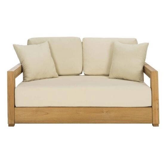 Safavieh Couture Teak Patio Loveseat in Beige