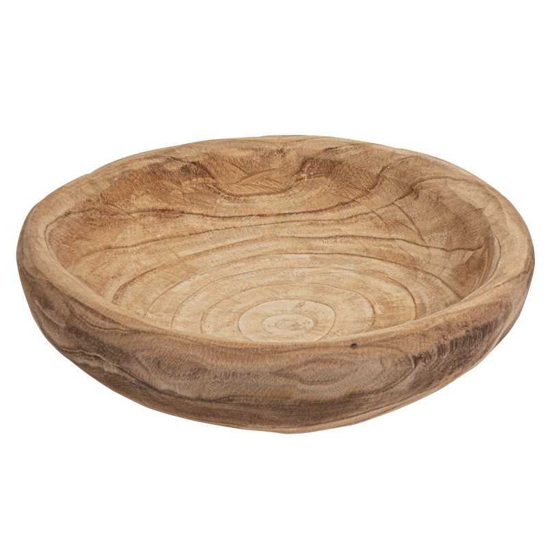 19&quot; Modern Paulownia Wood Bowl in Natural