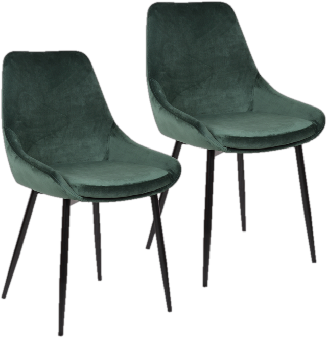 Velvet Upholstered Side Chair in Green (Set of 2)