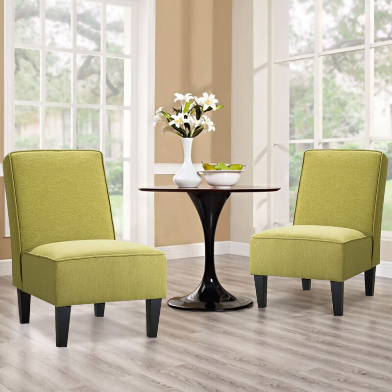 22&#39;&#39; Wide Linen Slipper Chair in Green (Set of 2)