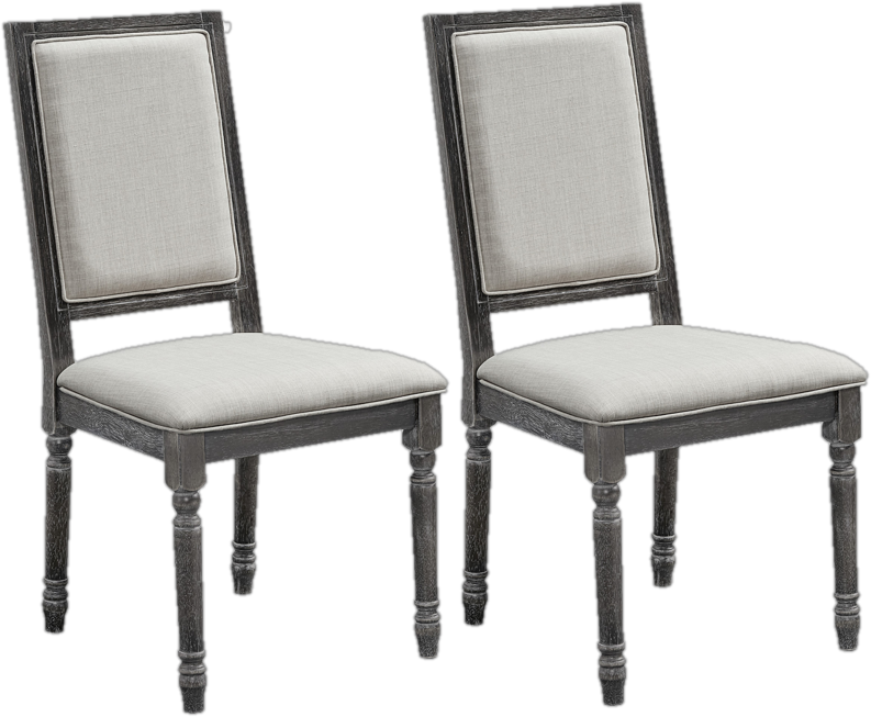 Upholstered Side Chair in Cream/Weathered Wood (Set of 2)
