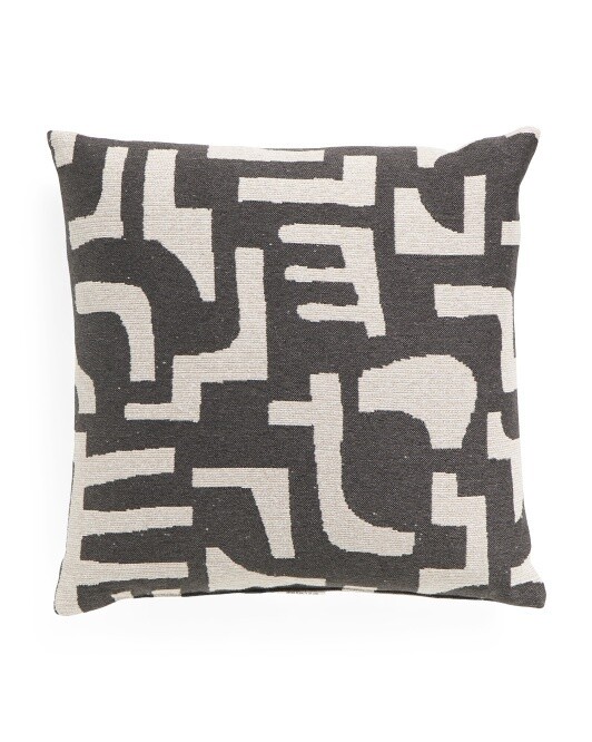 22x22 Contemporary Print Feather Pillow in Black/White