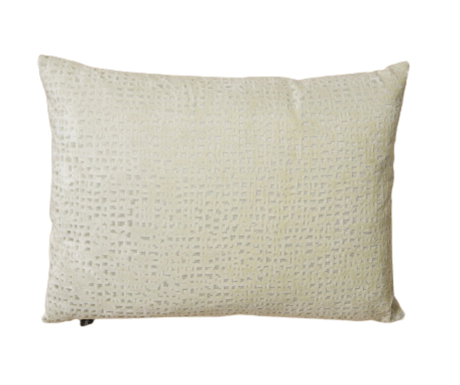 18x24 Modern Cut Velvet Feather Pillow in Cream