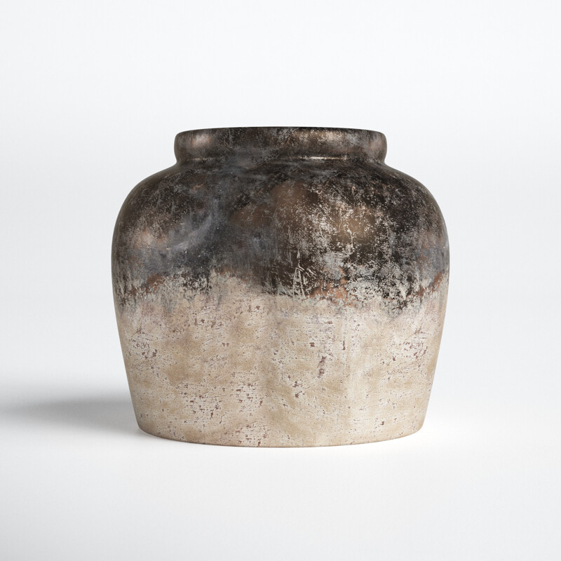 Distressed Bronze/Cream 11.2&quot; Ceramic Table Vase