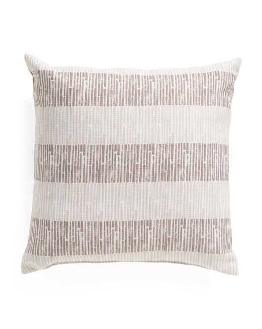 22x22 Textured Stripe Feather Pillow in Latte
