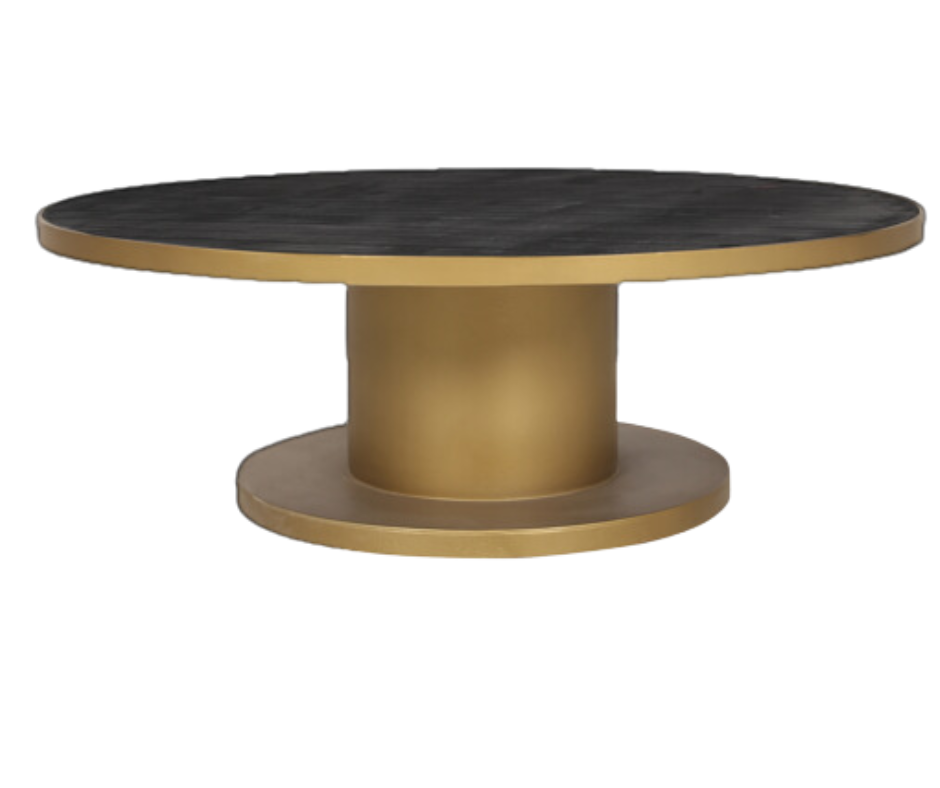 34&quot; Round Pedestal Coffee Table in Gold/Black
