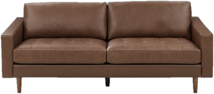 88&#39;&#39; Midcentury Modern Leather Sofa in Chestnut