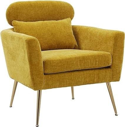 Midcentury Style Upholstered Armchair in Mustard (Set of 2)