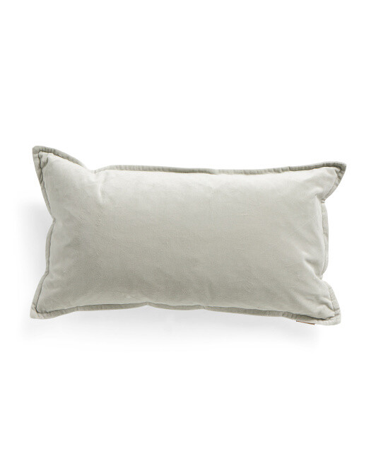 14x26 Cotton Velvet Feather Pillow in Sage