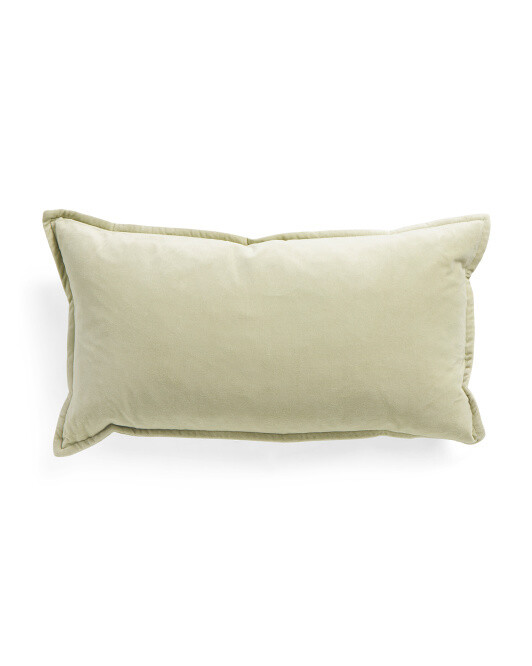 14x26 Cotton Velvet Feather Pillow in Parakeet