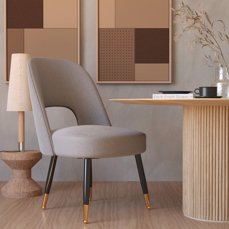 Midcentury Upholstered Dining Chair in Grey