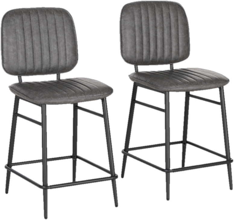 24&#39;&#39; Modern Channel Tufted Counter Stool in Dark Grey (Set of 2)