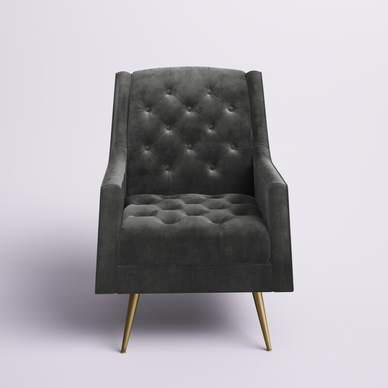 29&quot; Wide Tufted Velvet Upholstered Wingback Chair in Slate