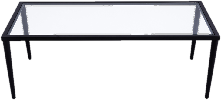 East Urban Home Glass Top Outdoor Coffee Table in Black