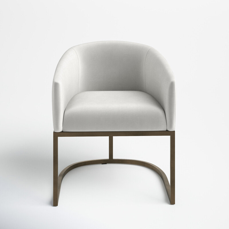 Modrest Elisa Modern Off-White &amp; Brass Arm Chair