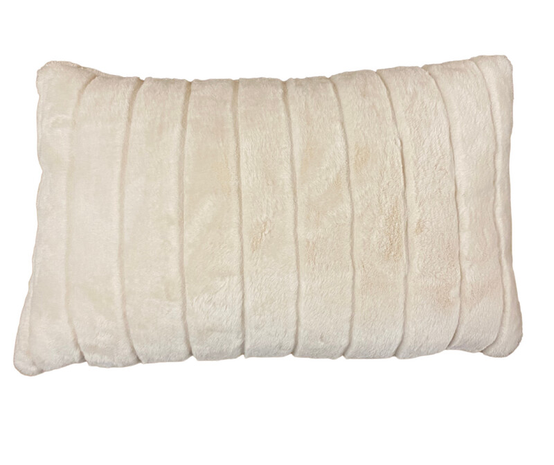14x24 Celerie Faux Fur Feather Pillow in Ivory