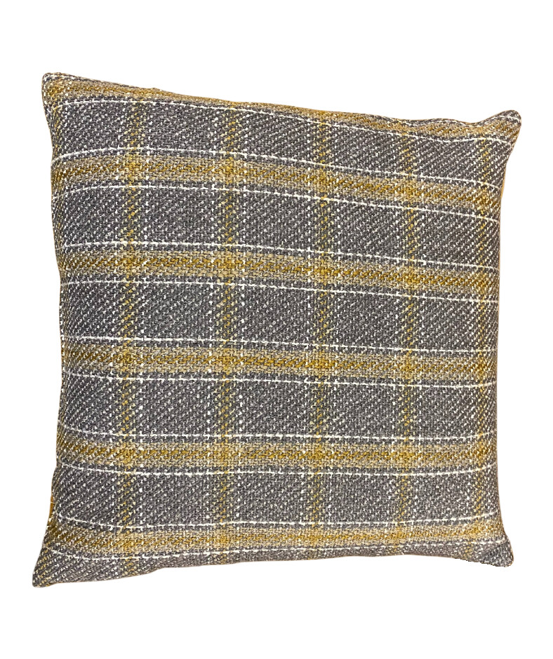 20x20 Plaid Feather Pillow in Gray/Citrine