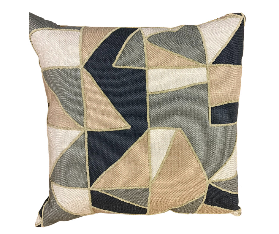 20x20 Capiz Neutral Patchwork Feather Pillow
