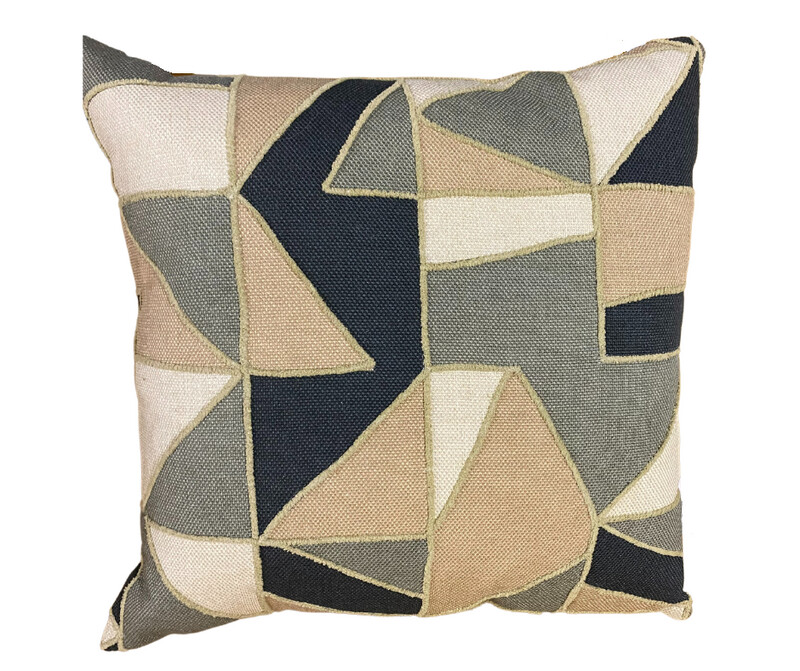 20x20 Capiz Neutral Patchwork Feather Pillow