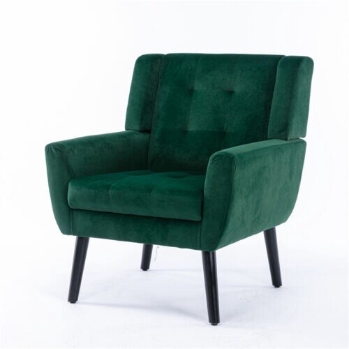 Midcentury Velvet Upholstered Armchair in Metro Emerald (Set of 2)