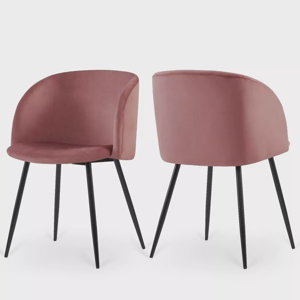 Velvet Barrel Back Side Chairs in Rose Pink (Set of 2)