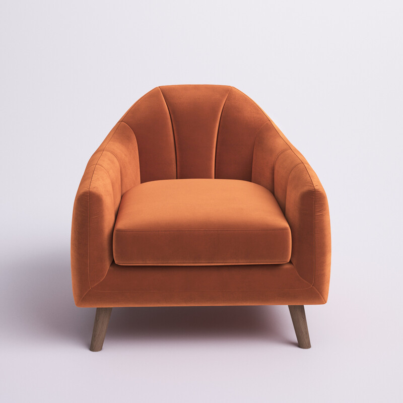 Upholstered Armchair in Stax Rust Performance Velvet