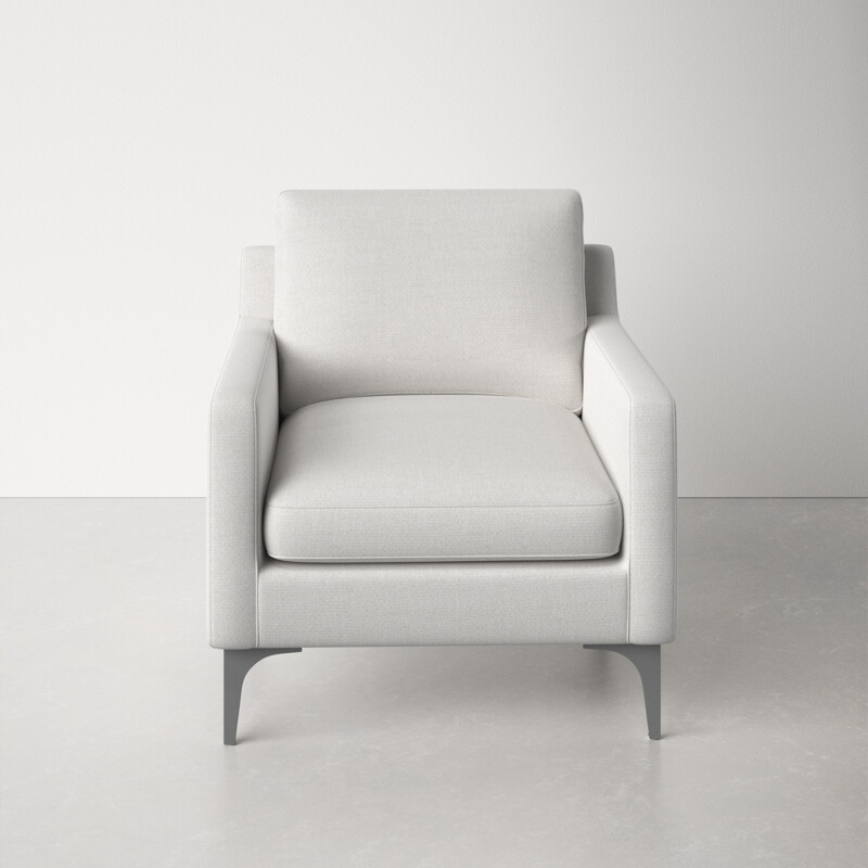 Upholstered Armchair in Light Gray