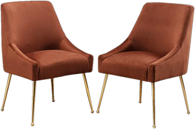 Velvet Accent Chair in Brown (Set of 2)