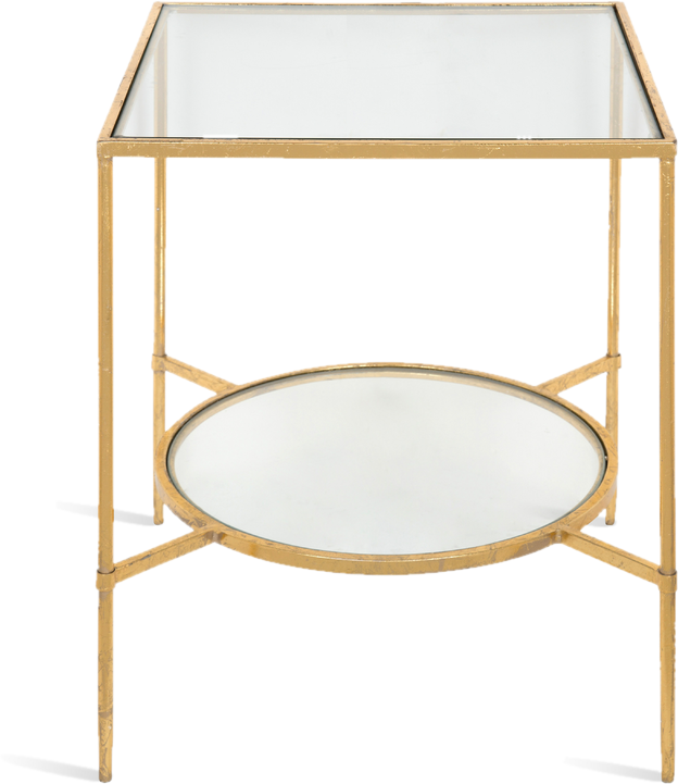 Glass and Gold Square End Table