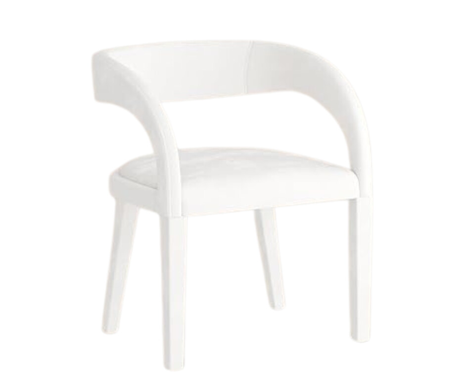 Modern Upholstered Armchair in White Velvet