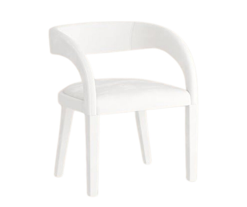 Modern Upholstered Armchair in White Velvet