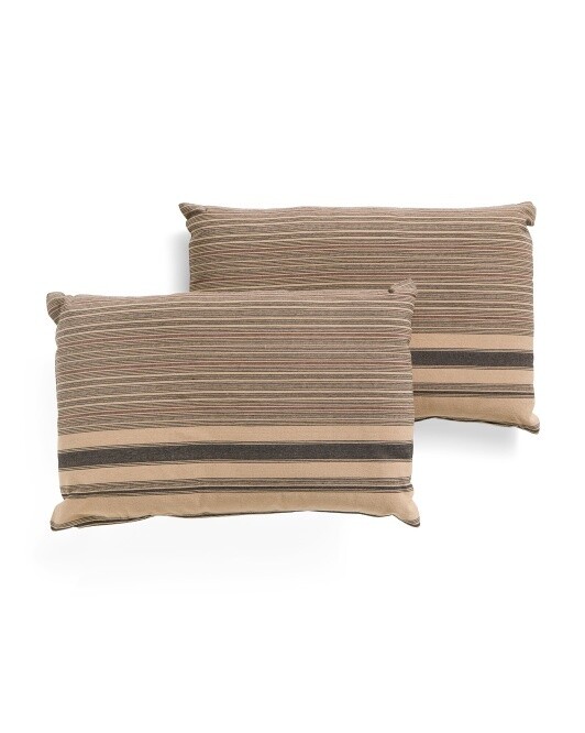 16x24 Four Hands Set of 2 Laos Striped Pillows in Tan