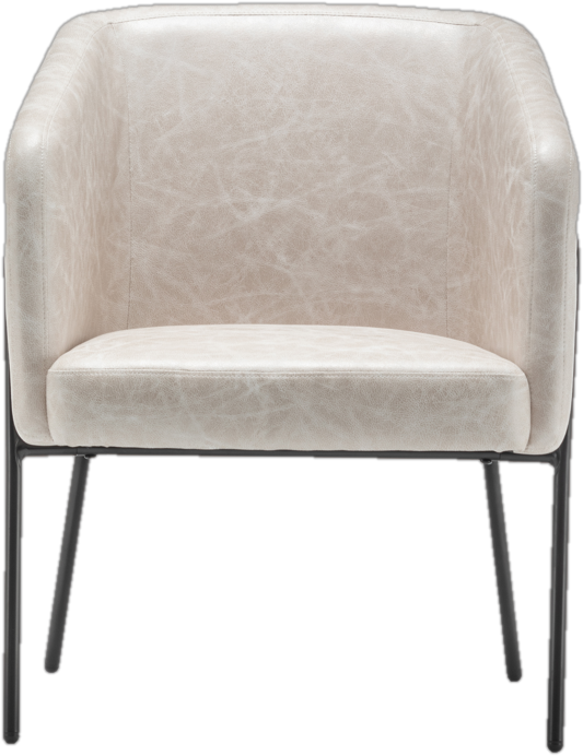 Wovenbyrd Faux Leather Barrel Chair in Distressed Beige