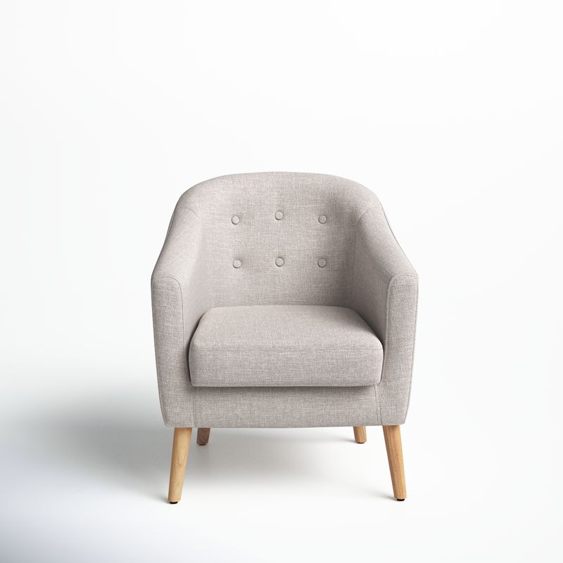 Beige Cotton Blend Barrel Chair (Set of 2)
