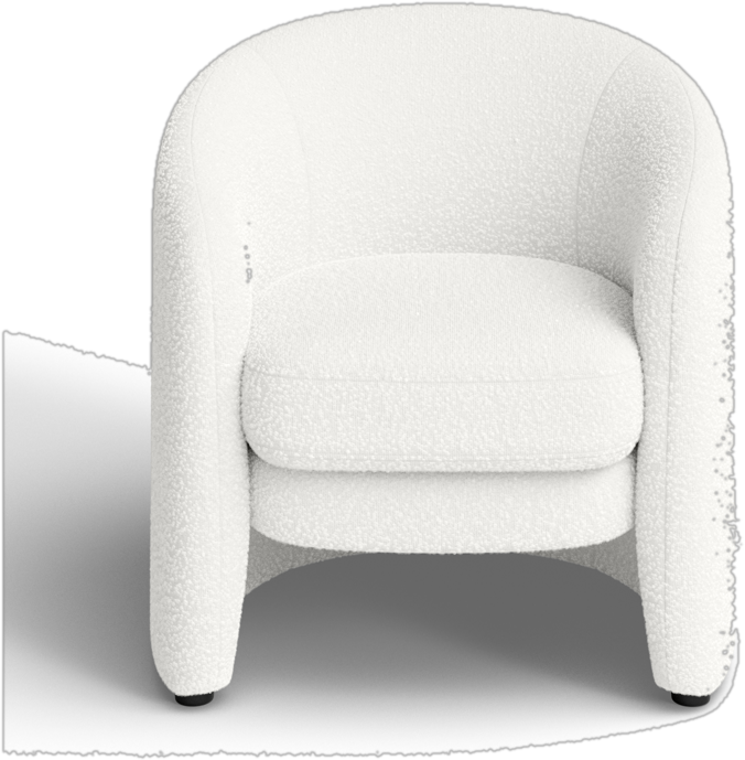 Modern Upholstered Barrel Chair in Snow Performance Boucle (Set of 2)