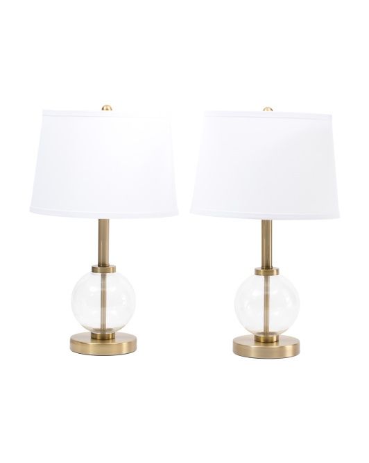 Pacific Coast Glass Ball Metal Table Lamps (Set of 2)